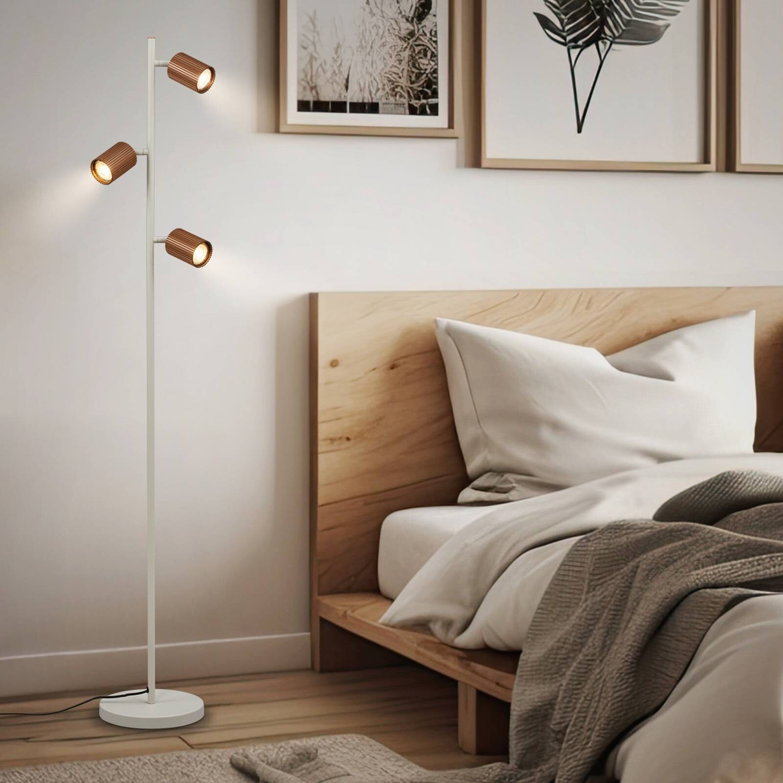 Stojacia lampa Ida, hnedá, 3-pl., výška 141 cm, GU10