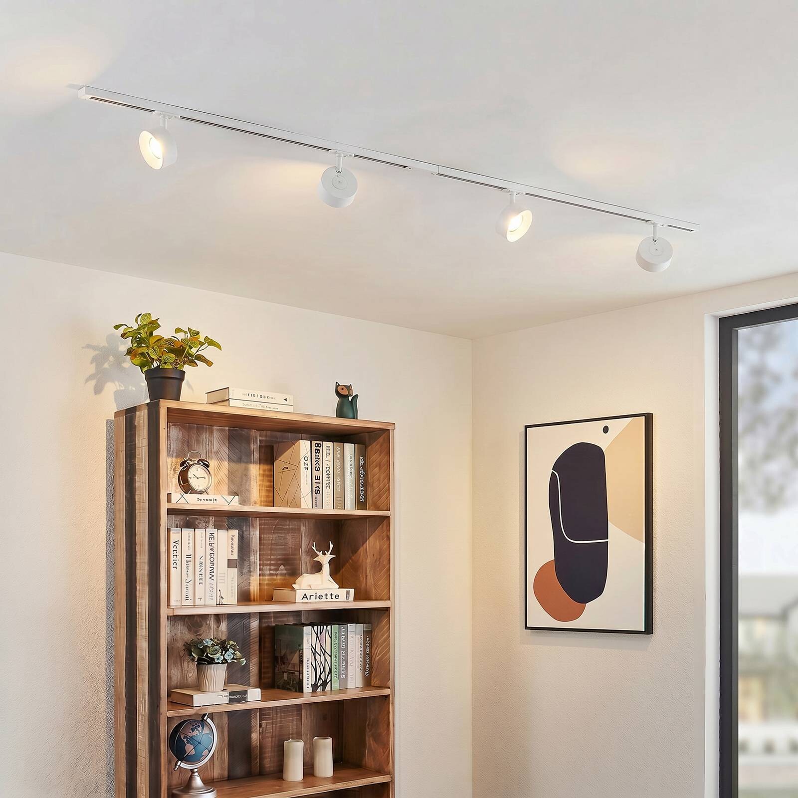 Systém lišt Lindby Linaro, Ø 9,5 cm, 4-pl., LED, biely