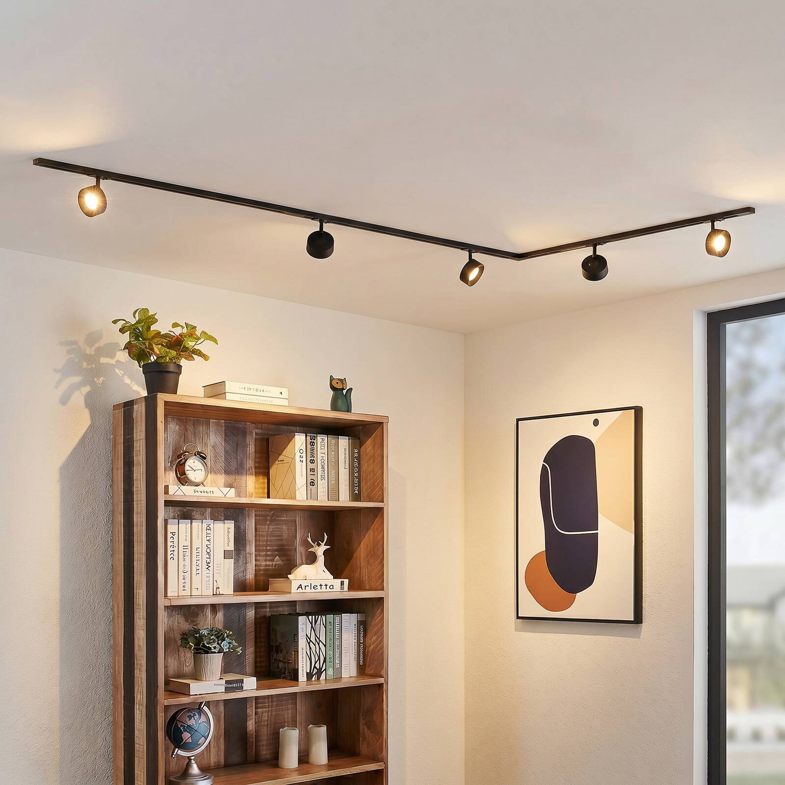 Systém lišt Lindby Linaro, Ø 9,5 cm, 5-pl., LED, čierny