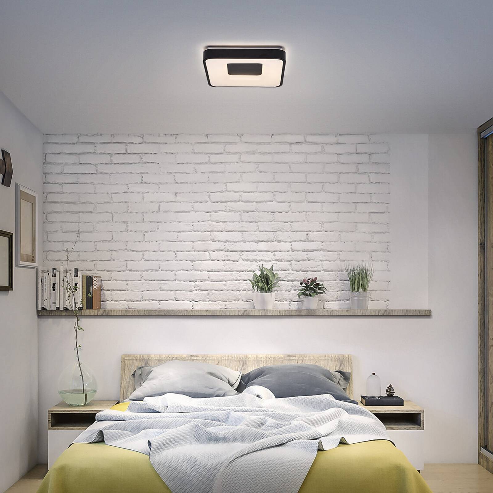 Stropné LED svetlo OSRAM ORBIS PIANA, čierne, 38 × 38 cm, clickdim