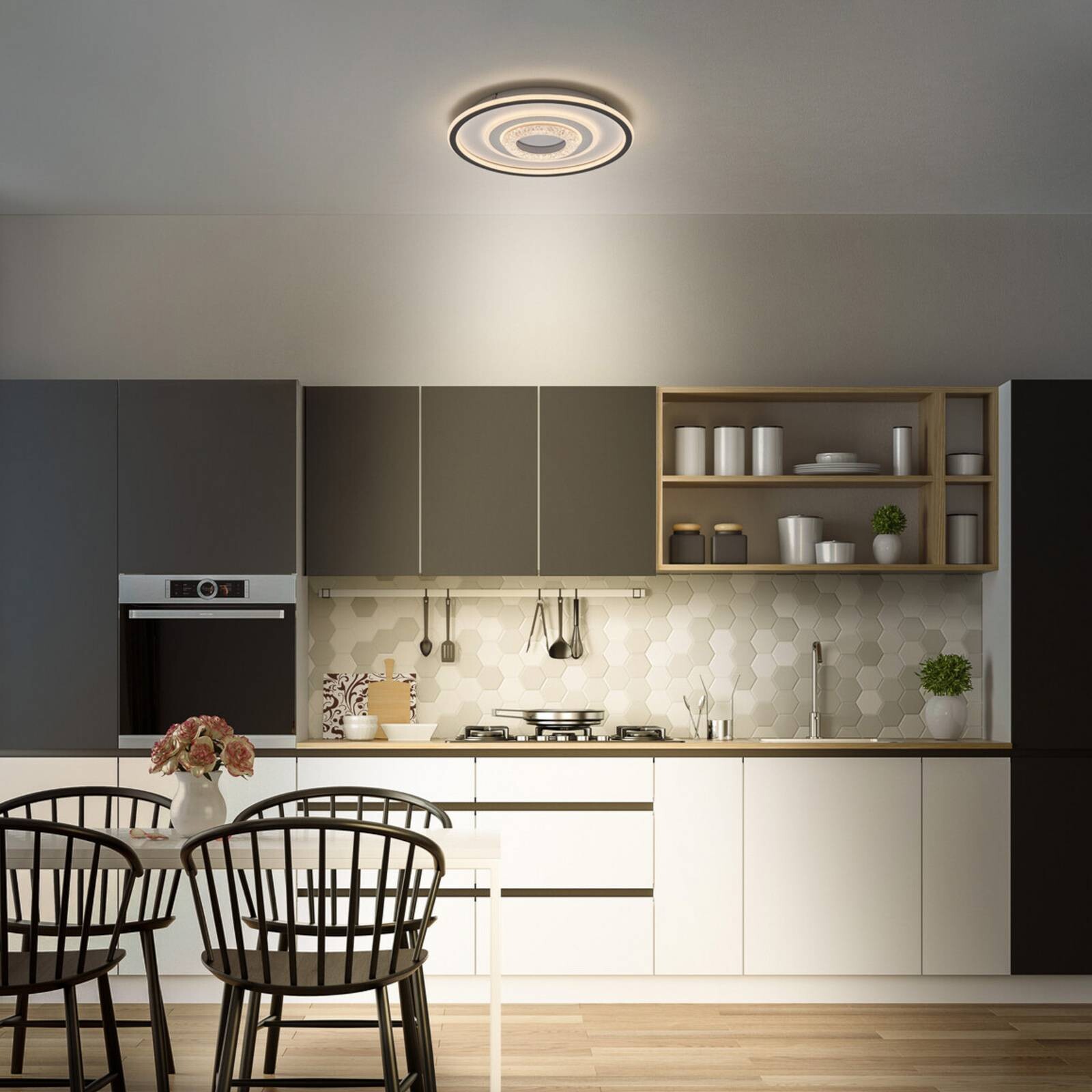 Stropné LED svetlo OSRAM LED ORBIS CRISTALLY, biele, Ø 43 cm, CCT
