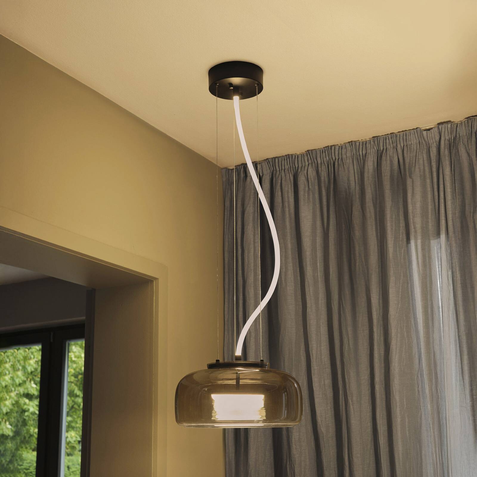 LED závesné svietidlo OSRAM DECOR GLOW, sivá/čierna, Ø 38 cm, smer svetla