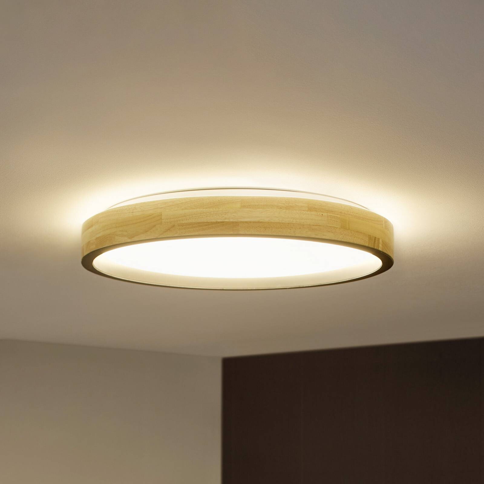 Stropné LED svetlo OSRAM ORBIS MARIANO drevo/čierna Ø 51 cm stmievateľné
