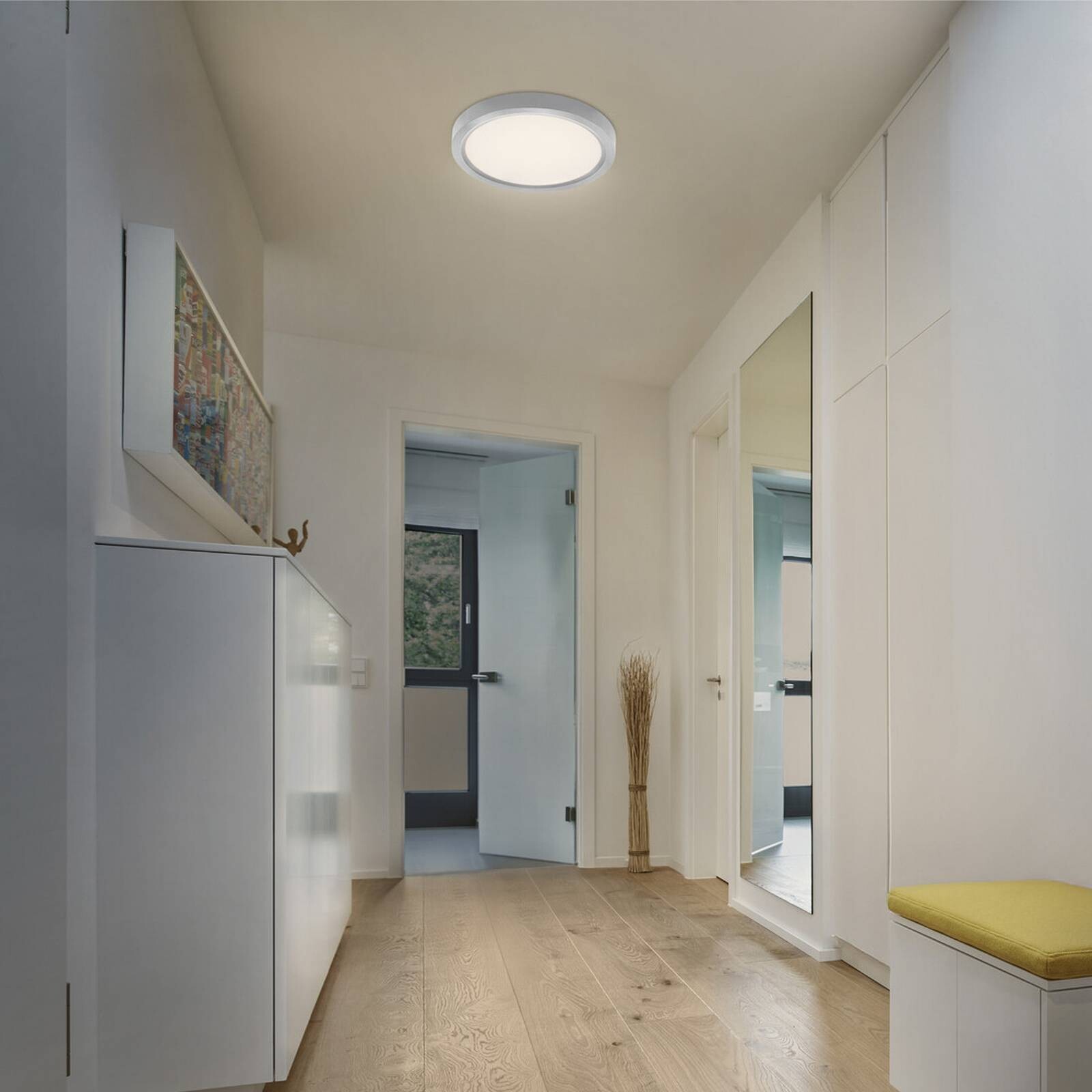 Stropné LED svetlo OSRAM LED ORBIS QUICKFIX, Ø 32 cm, strieborné, clickdim