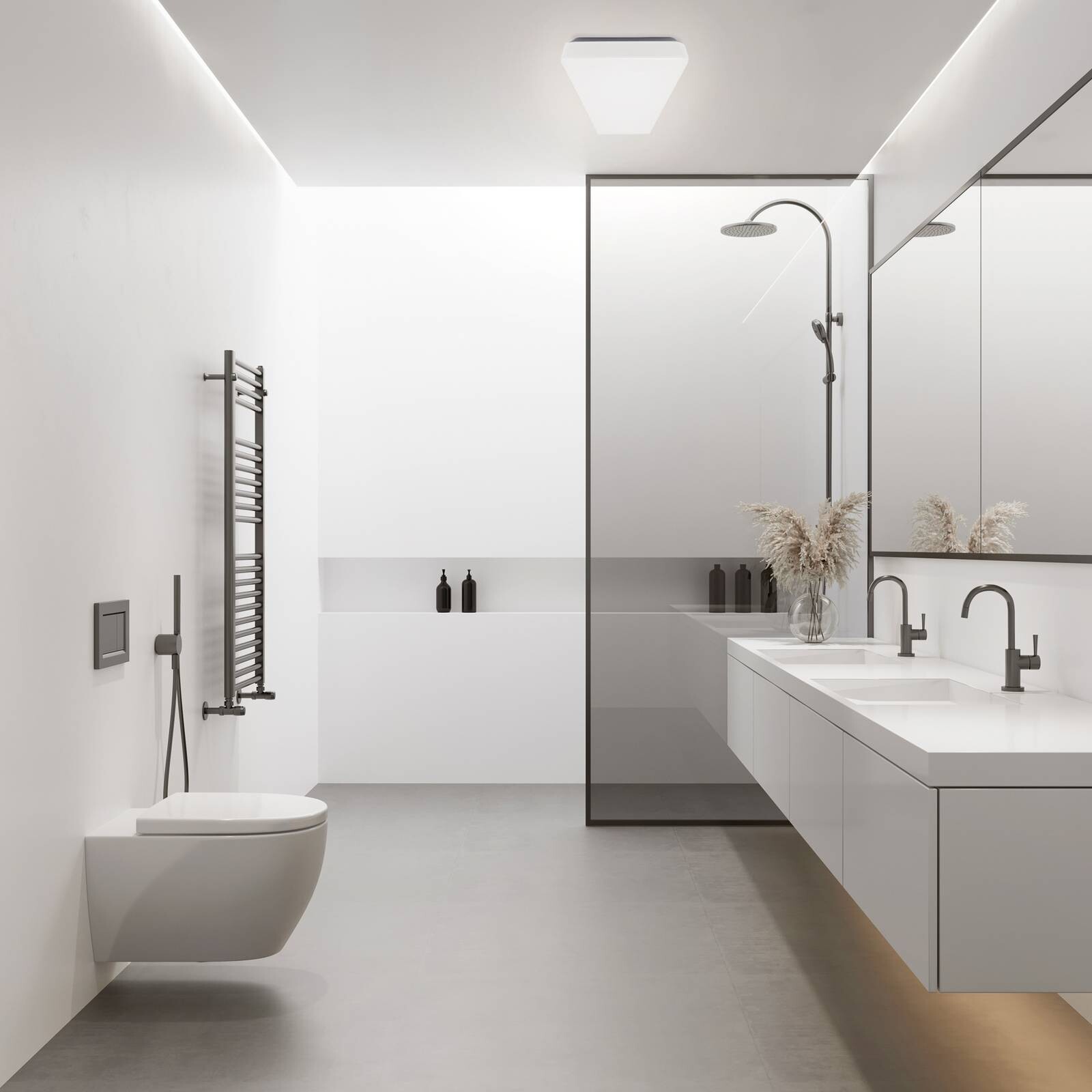 Stropné LED svetlo MEGAMAN Bruno, 60 cm, 23 W, IP44, biele