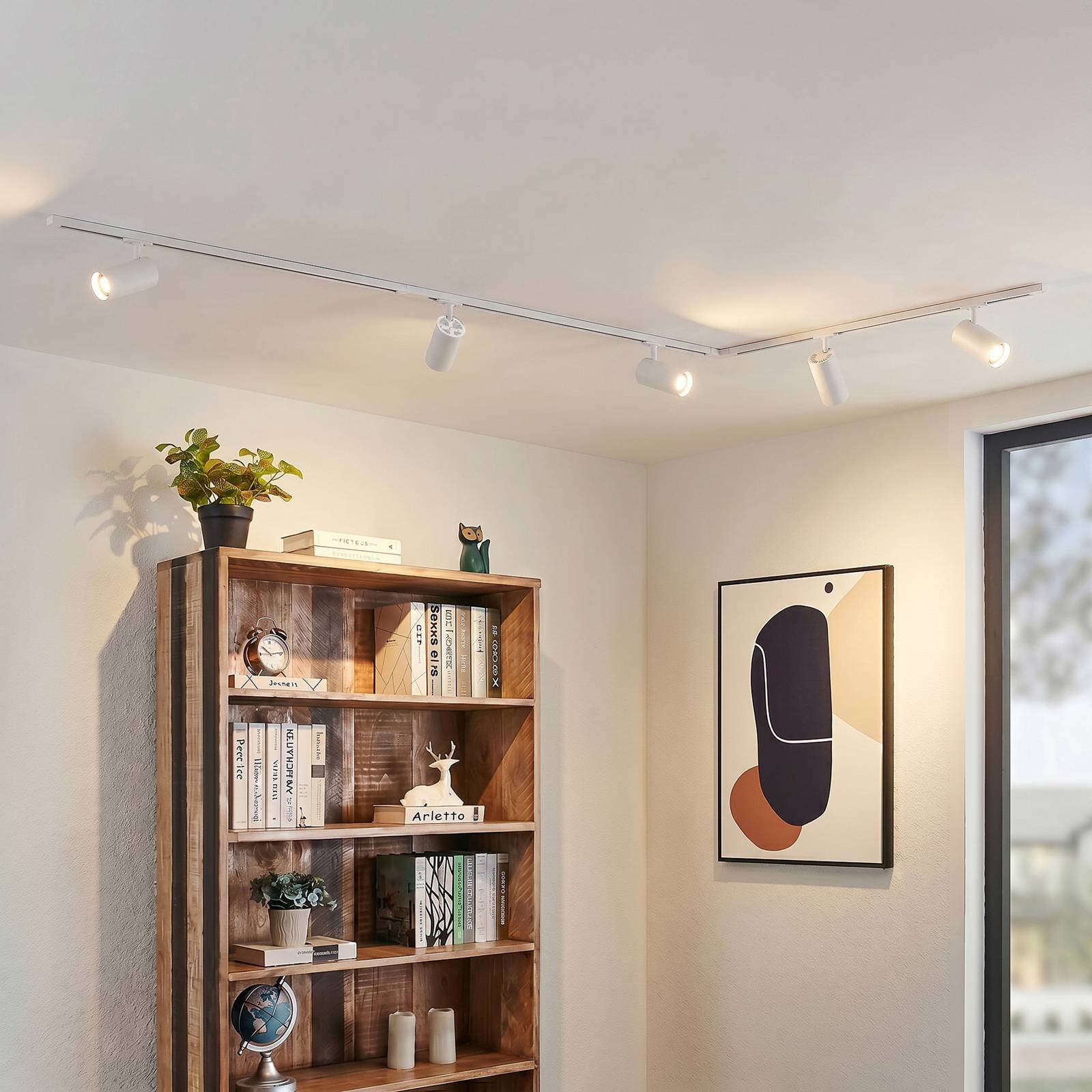 Systém lišt Lindby Linaro, Ø 7 cm, 5-pl., LED, biela, CCT