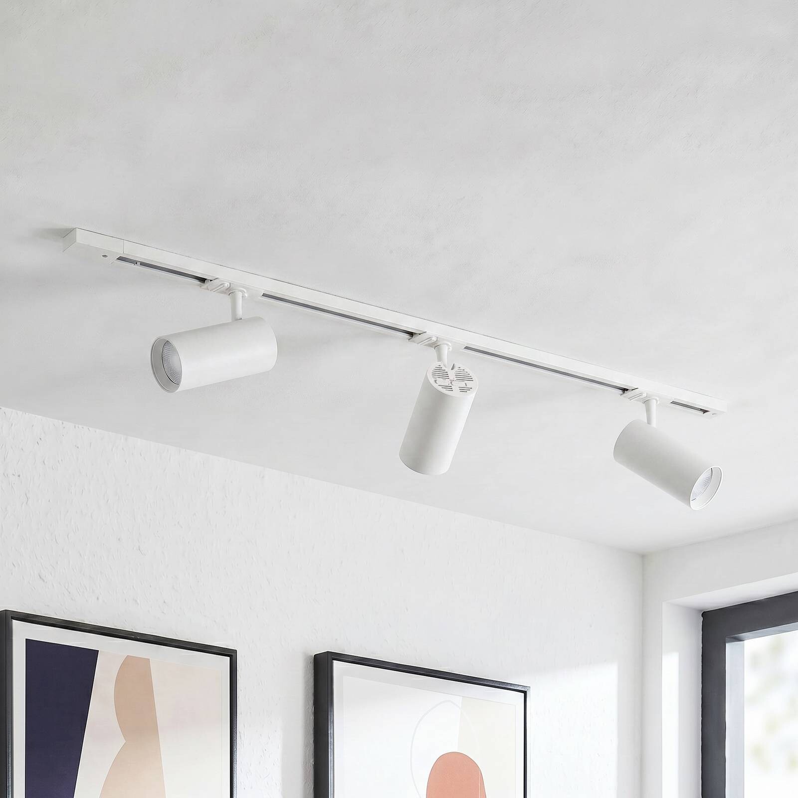 Systém lišt Lindby Linaro, Ø 7 cm, 3-pl., LED, biela, CCT
