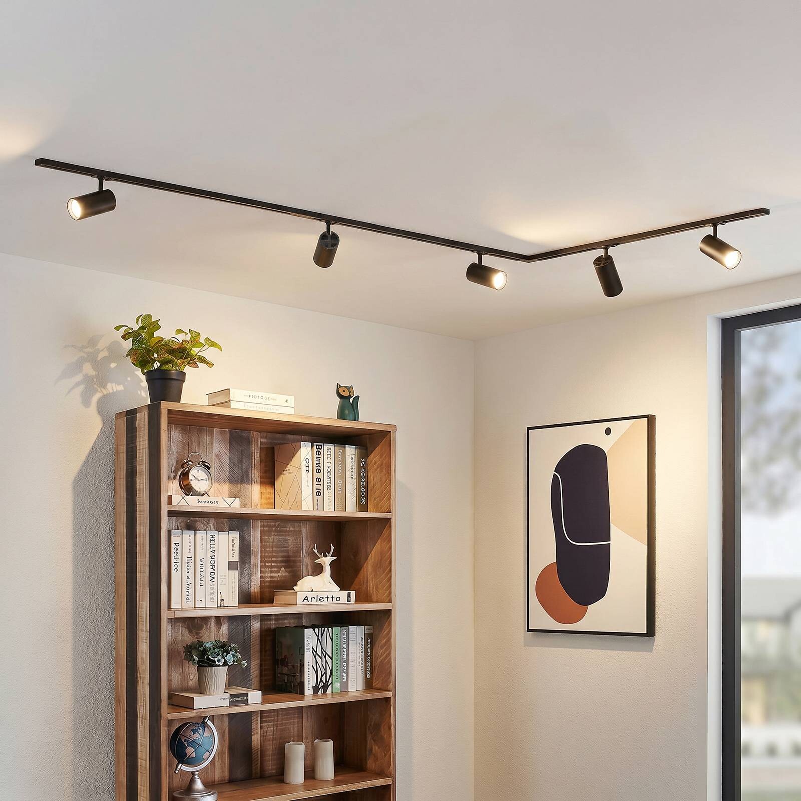 Systém lišt Lindby Linaro Ø7 cm, 5-pl., LED, čierny, CCT