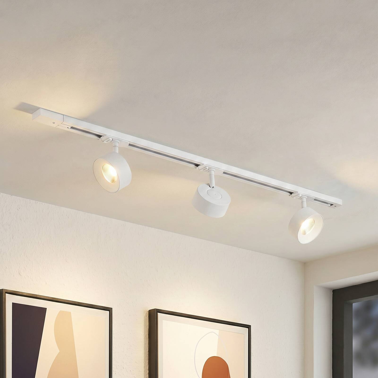 Systém lišt Lindby Linaro, Ø 9,5 cm, 3-pl., LED, biely
