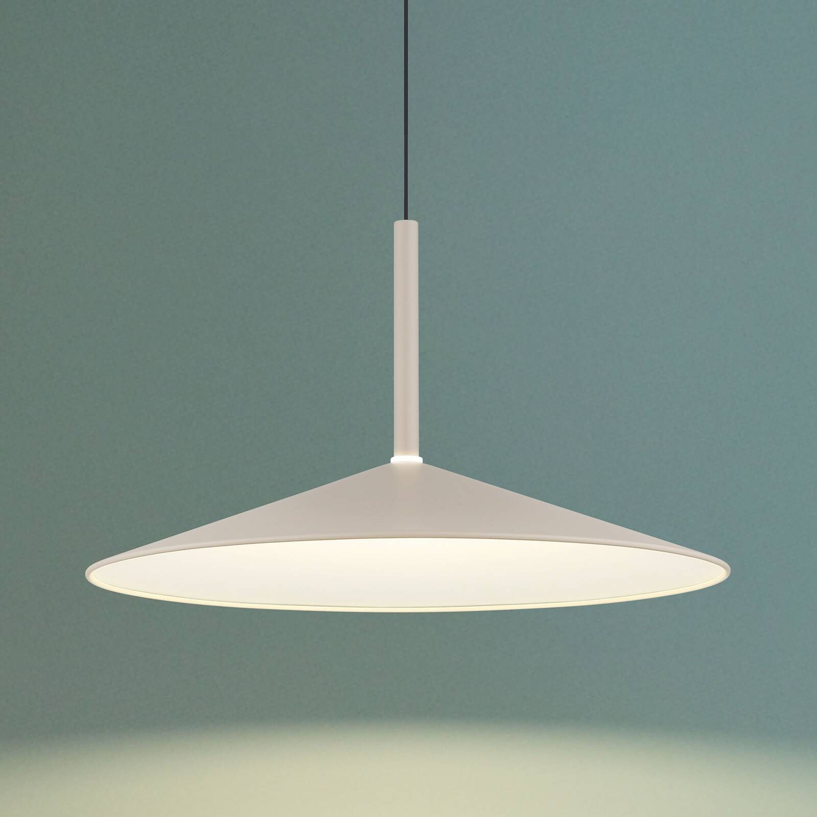 LED závesné svietidlo Lampone, piesková farba, Ø 47 cm, kov, Soft-Lift