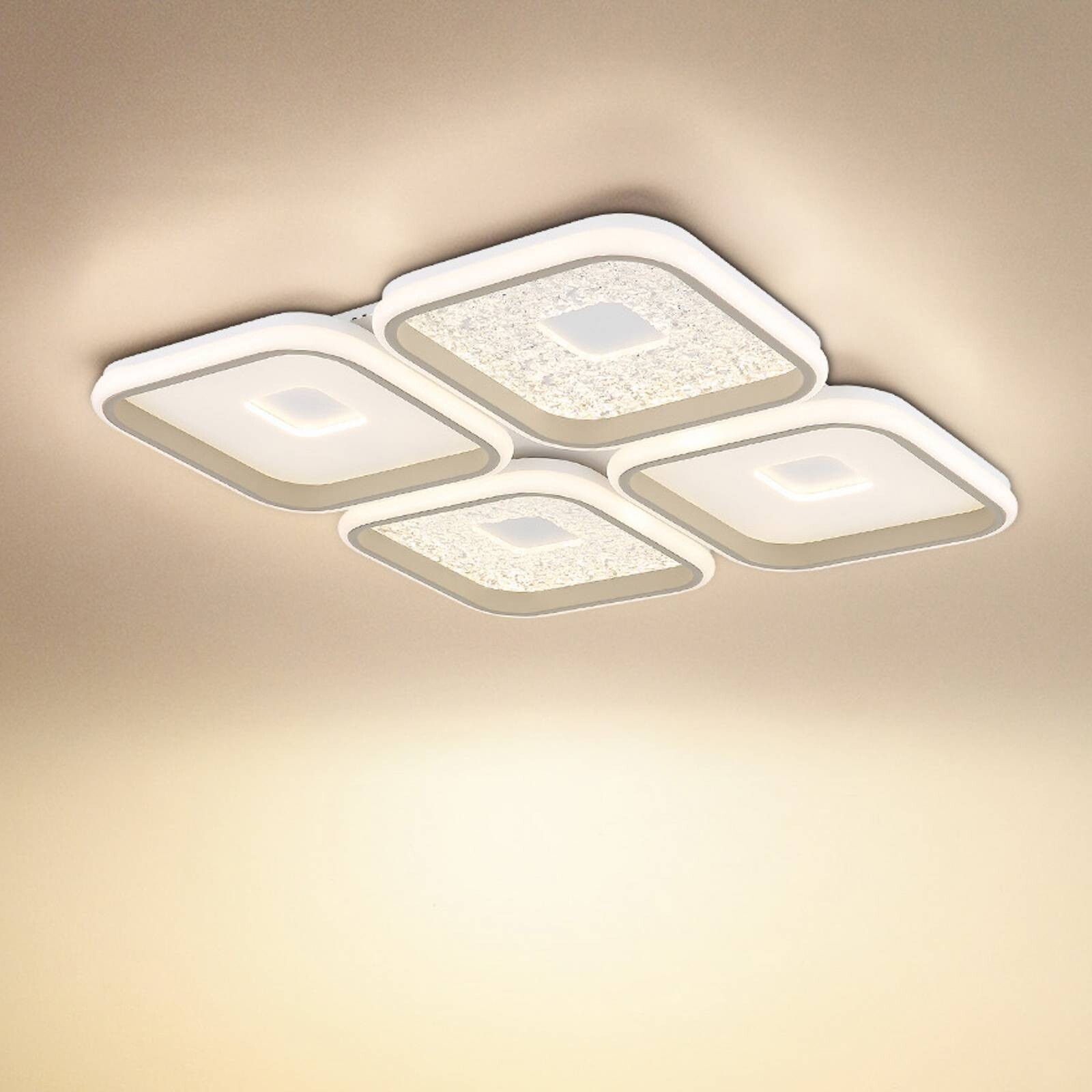 Stropné LED svetlo Mosaiko, dĺžka 54 cm, biela/piesková farba kovu