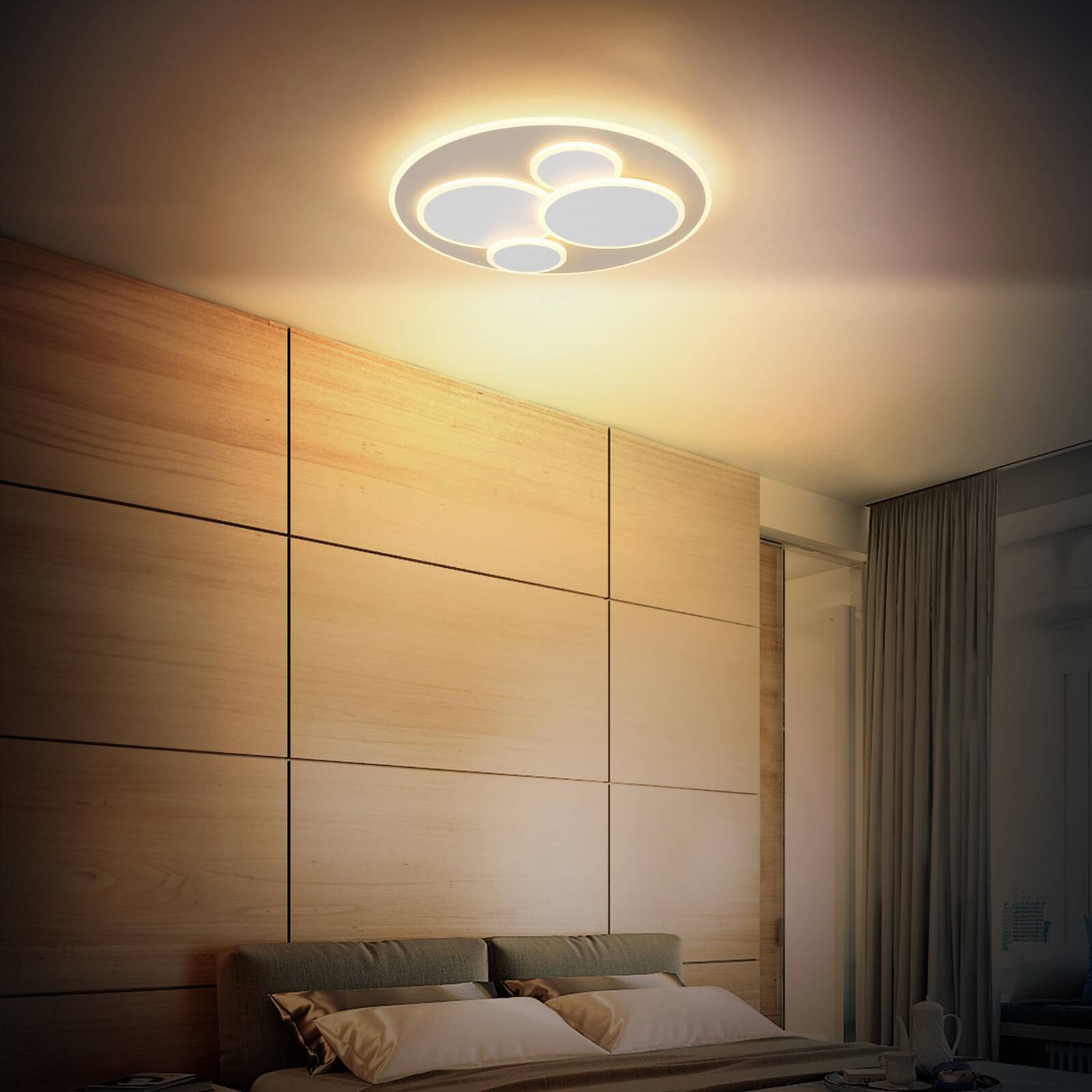 Stropné LED svetlo Monty, Ø 49 cm, biela/piesková, kov/plast