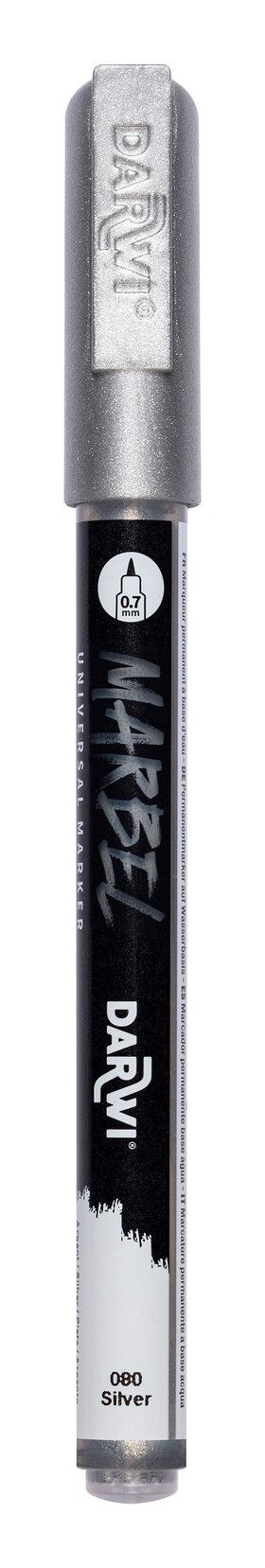 DARWI MARBEL - Univerzálna akrylová fixka (0,7 mm) 0,7 mm hrot, 080 - silver (strieborná), 1 ks