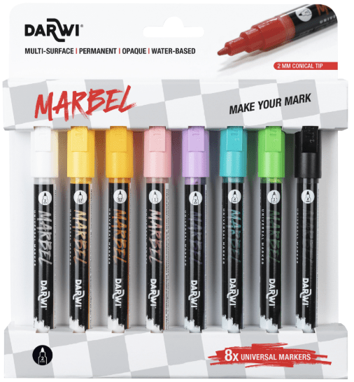 DARWI MARBEL - Sada akrylových fixiek 4 mm hrot, 6 ks (sada NATURE)