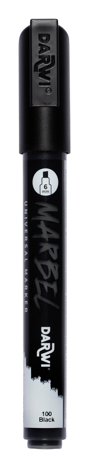 DARWI MARBEL - Univerzálna akrylová fixka (6 mm) 6 mm, hrot 100 - black (čierna), 1 ks