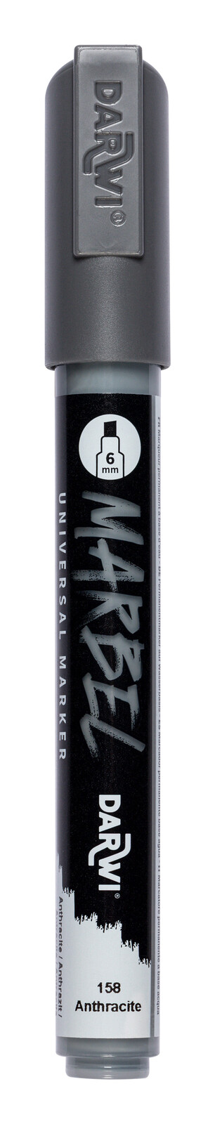 DARWI MARBEL - Univerzálna akrylová fixka (6 mm) 6 mm hrot, 158 - anthracite (antracitová), 1 ks
