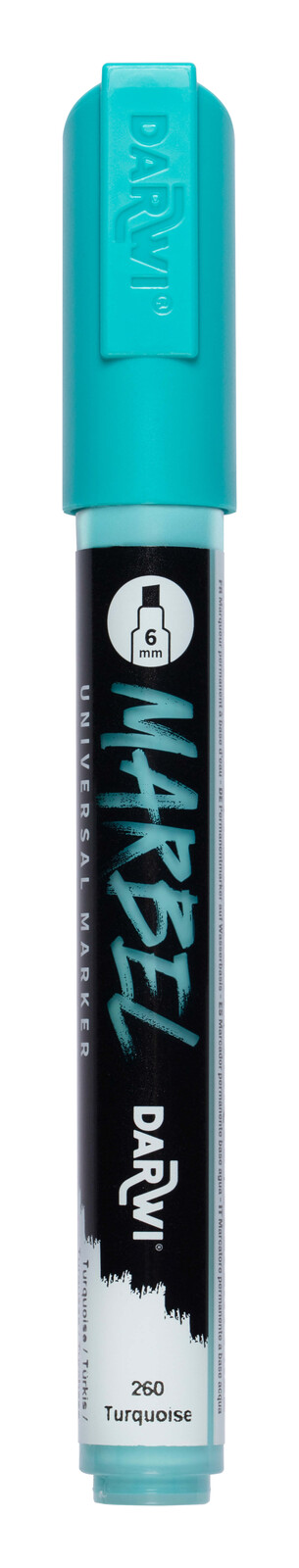DARWI MARBEL - Univerzálna akrylová fixka (6 mm) 6 mm hrot, 260 - turquoise (tyrkysová), 1 ks
