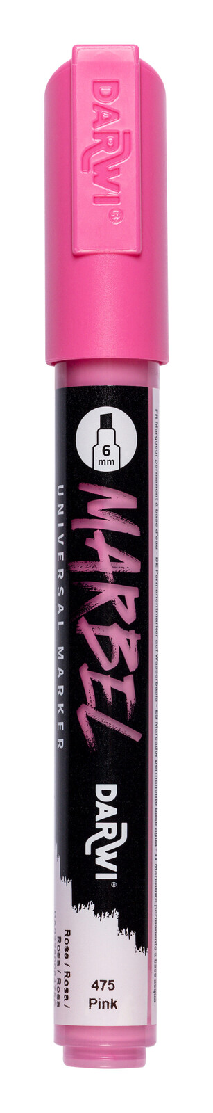 DARWI MARBEL - Univerzálna akrylová fixka (6 mm) 6 mm hrot, 475 - pink (ružová), 1 ks
