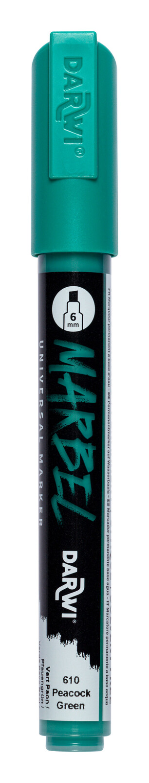 DARWI MARBEL - Univerzálna akrylová fixka (6 mm) 6 mm hrot, 610 - peacock green (pávia zelená), 1 ks