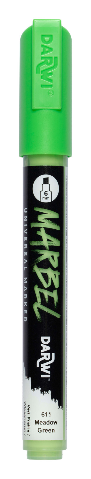 DARWI MARBEL - Univerzálna akrylová fixka (6 mm) 6 mm hrot, 611 - meadow green (trávová zelená), 1 ks