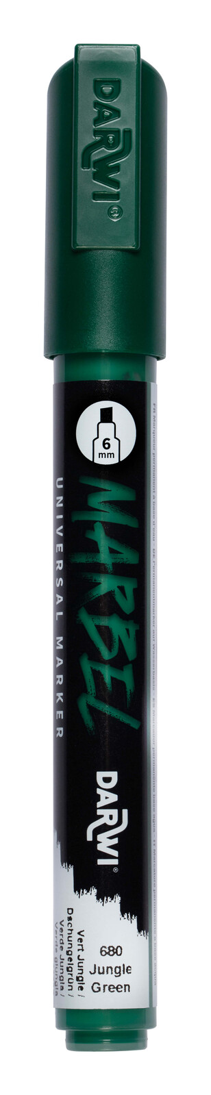 DARWI MARBEL - Univerzálna akrylová fixka (6 mm) 6 mm hrot, 680 - jungle green (džungľová zelená), 1 ks