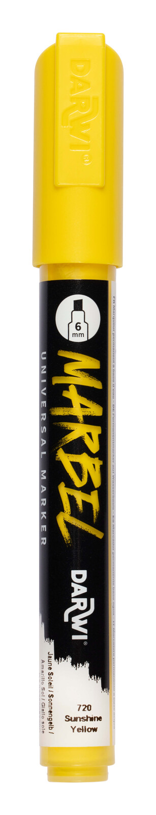 DARWI MARBEL - Univerzálna akrylová fixka (6 mm) 6 mm hrot, 720 - sunshine yellow (slnečná žltá), 1 ks