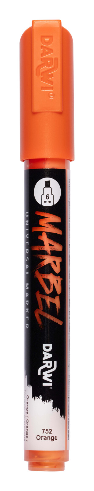 DARWI MARBEL - Univerzálna akrylová fixka (6 mm) 6 mm hrot, 752 - orange (oranžová), 1 ks