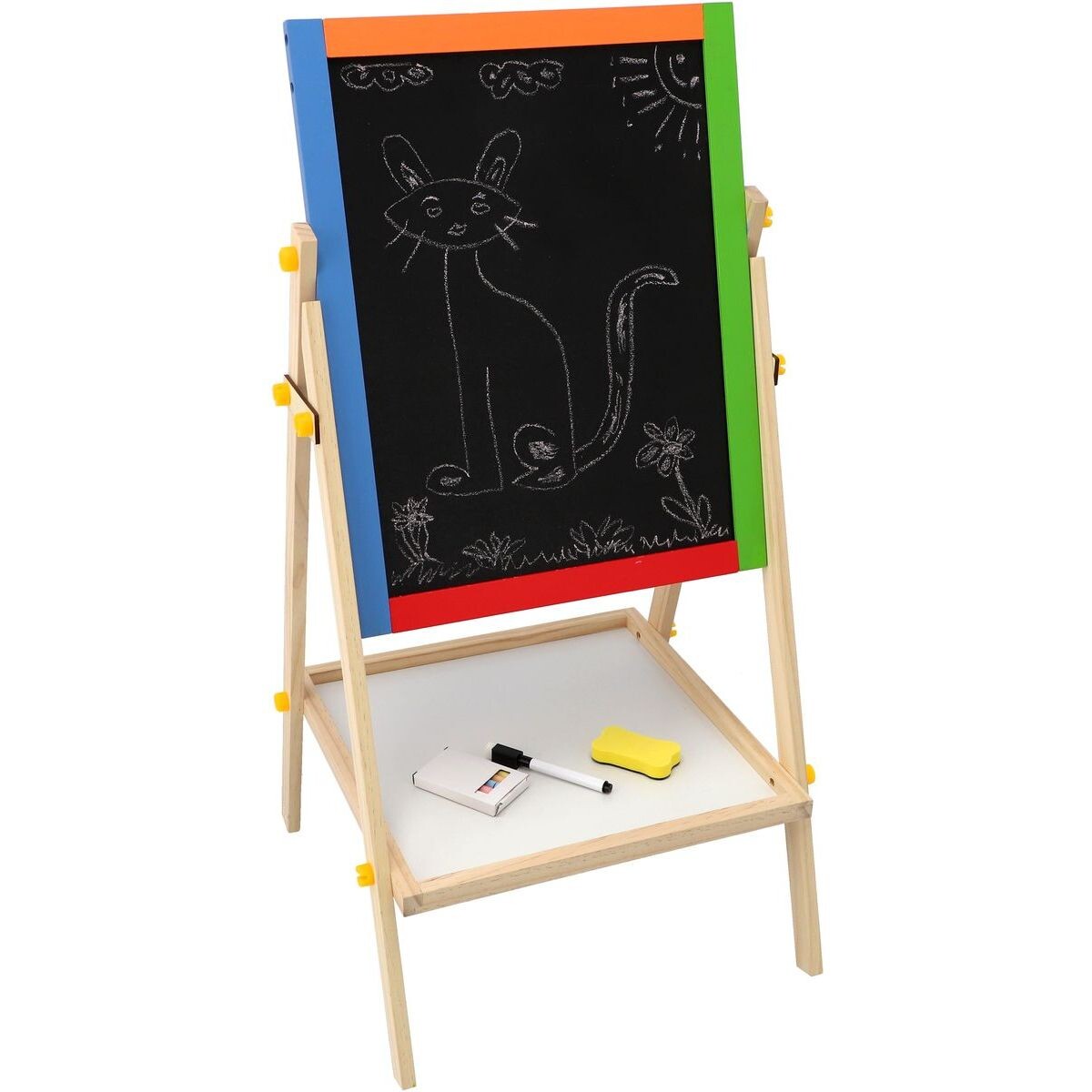 Teddies Obojstranná magnetická tabuľa drevo čierna-biela 35x43cm s doplnkami v krabici 44x63cm