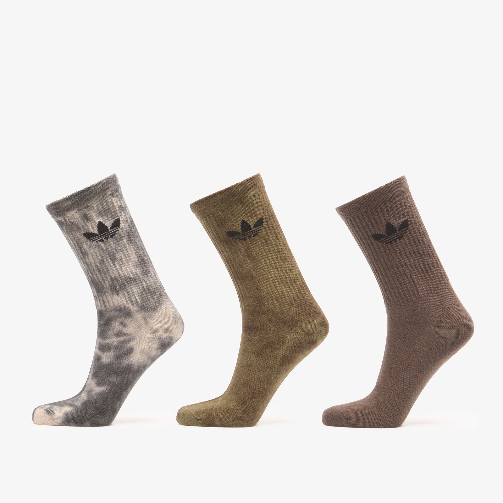 Ponožky adidas Tie Dye Crew Socks 3 Pairs Carbon/ Focus Olive/ Shadow Olive L