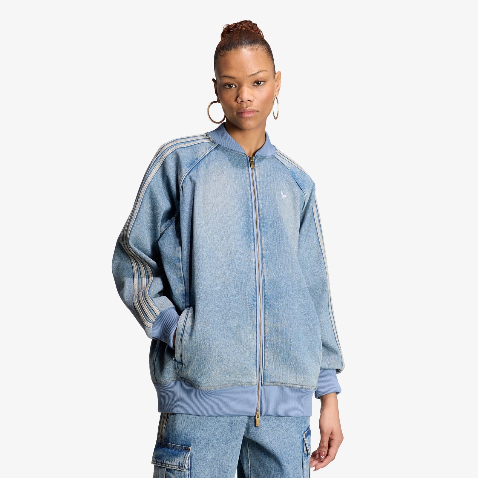 Bunda adidas SST Oversized Denim Tracktop Worn Blue Denim M