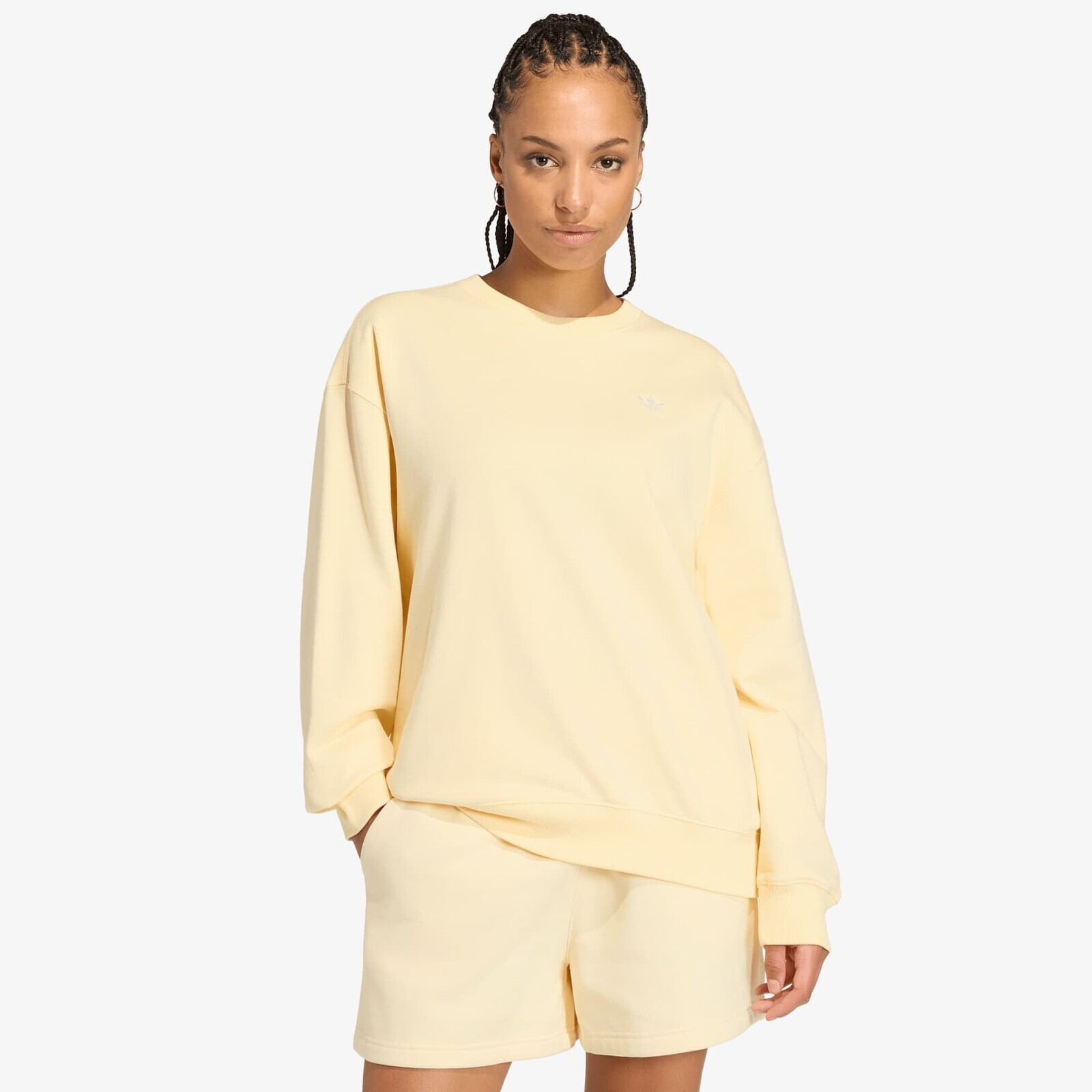 Mikina adidas Essentials Crew Long French Terry Sweatshirt Warm Vanilla L