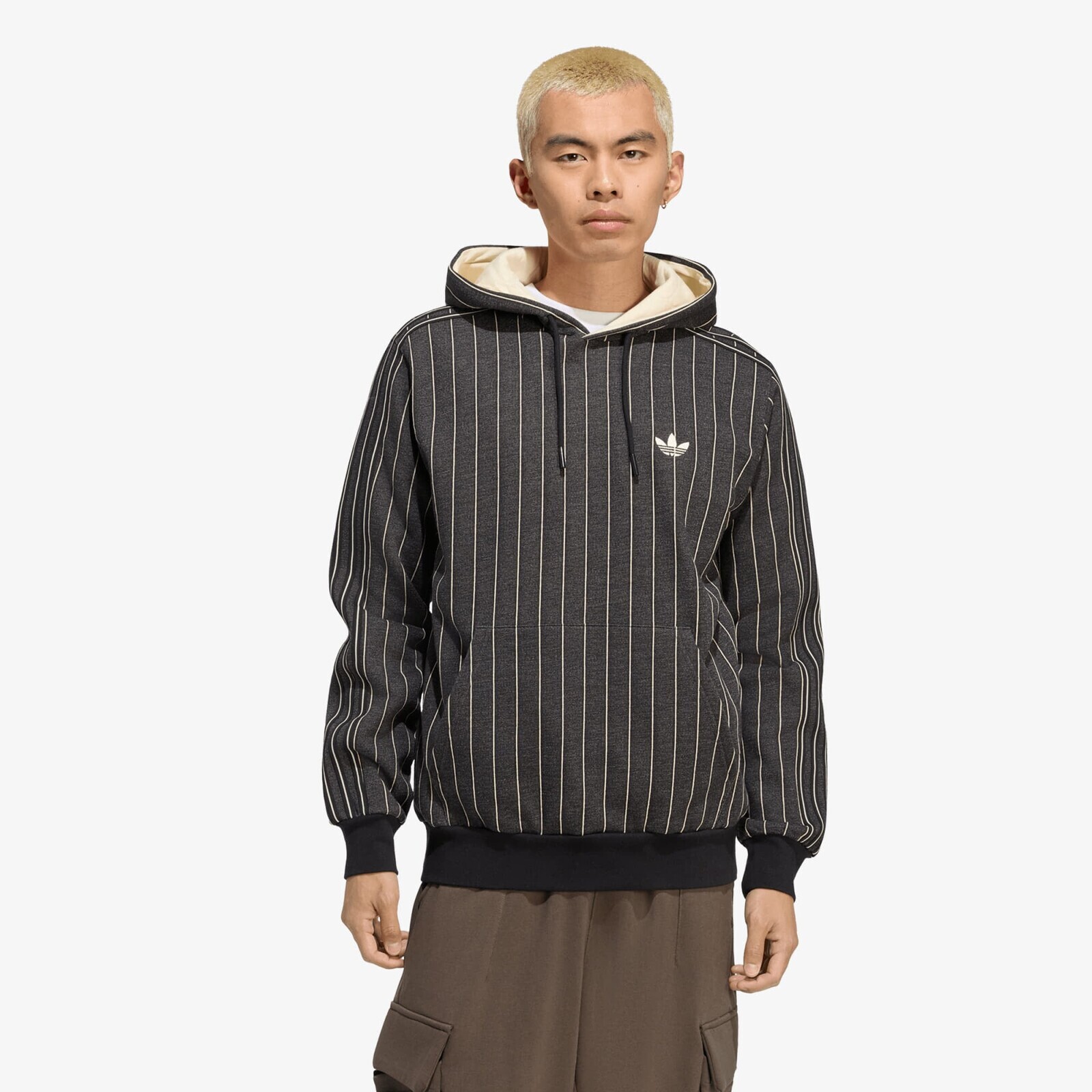 Mikina adidas Pinstripes Hoodie Black/ Warm Vanilla XXL