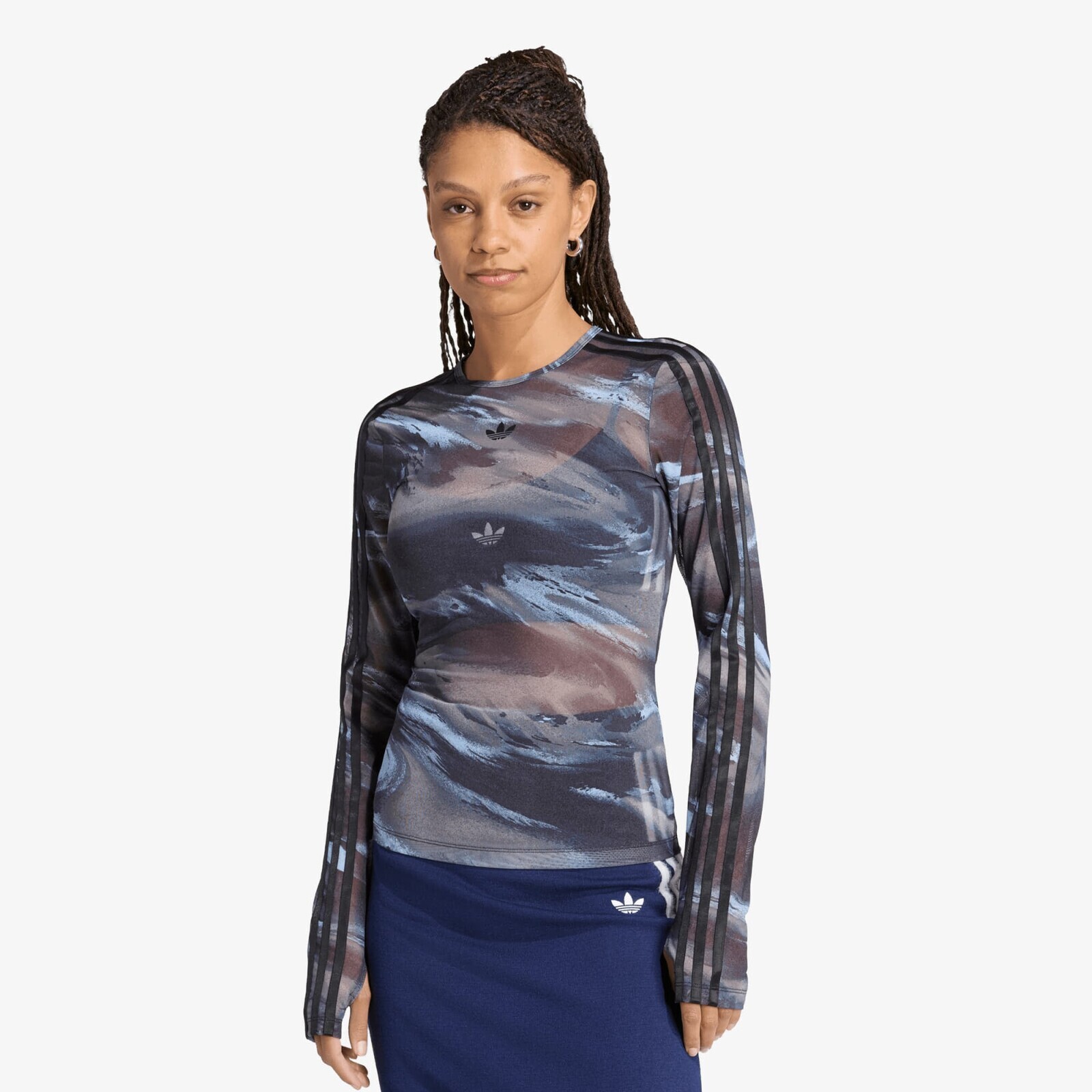 Tričko adidas Badigirl Graphic Mesh Tee Olive Strata/ Aurora Coffee/ Crystal Sky/ Black XS