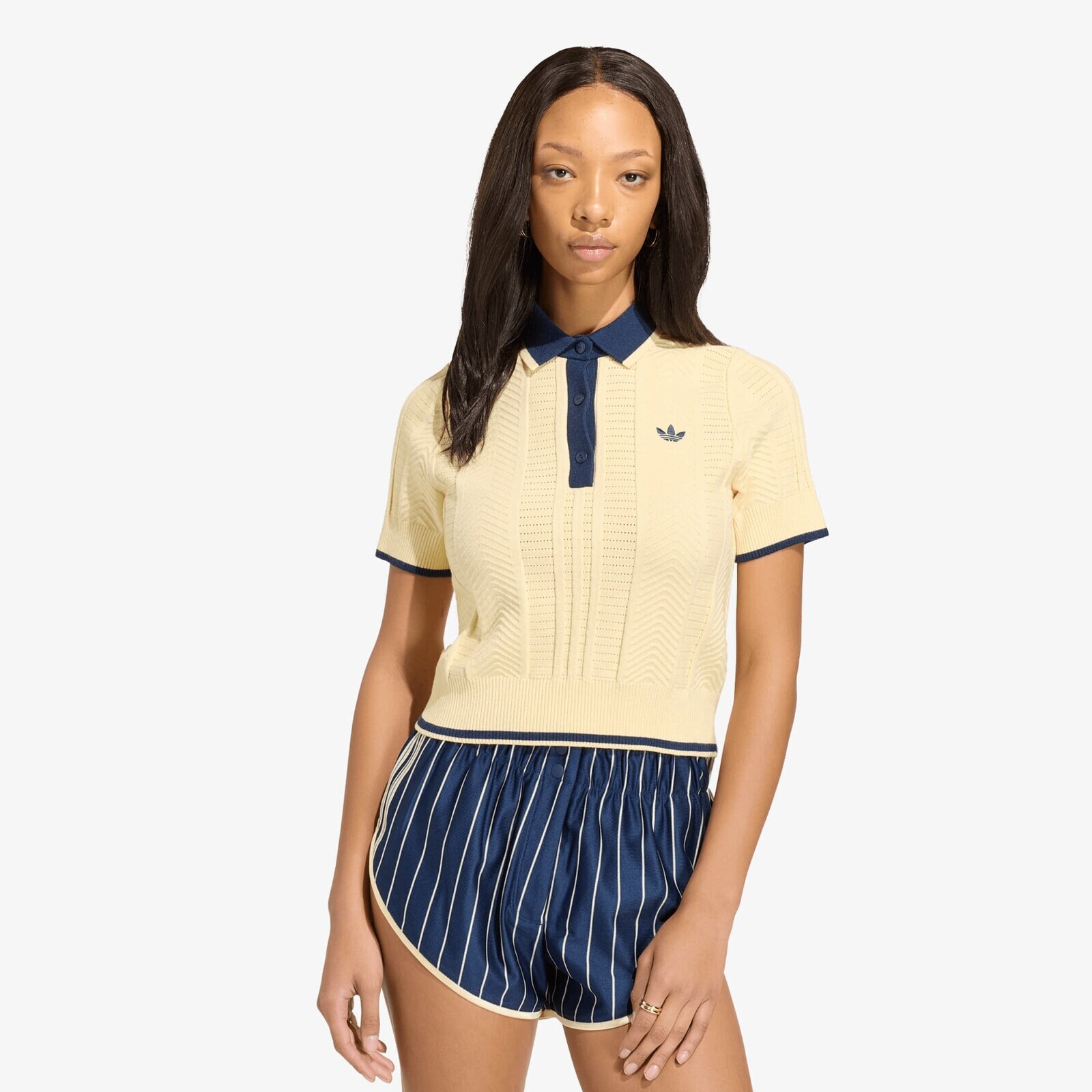 Tričko adidas Cable Knit Cali Tee Polo Warm Vanilla L