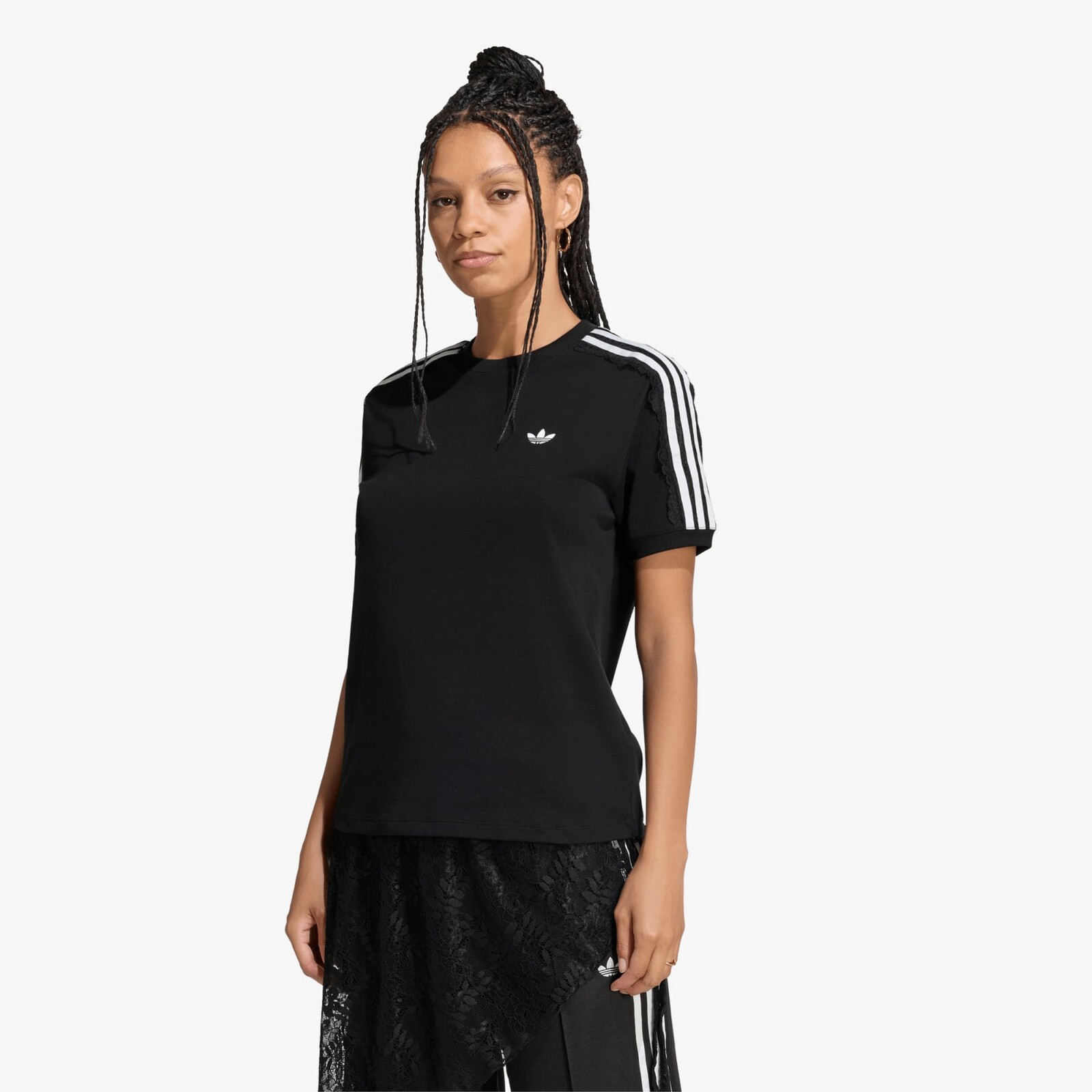 Tričko adidas Lace 3 Stripes Tee Black S
