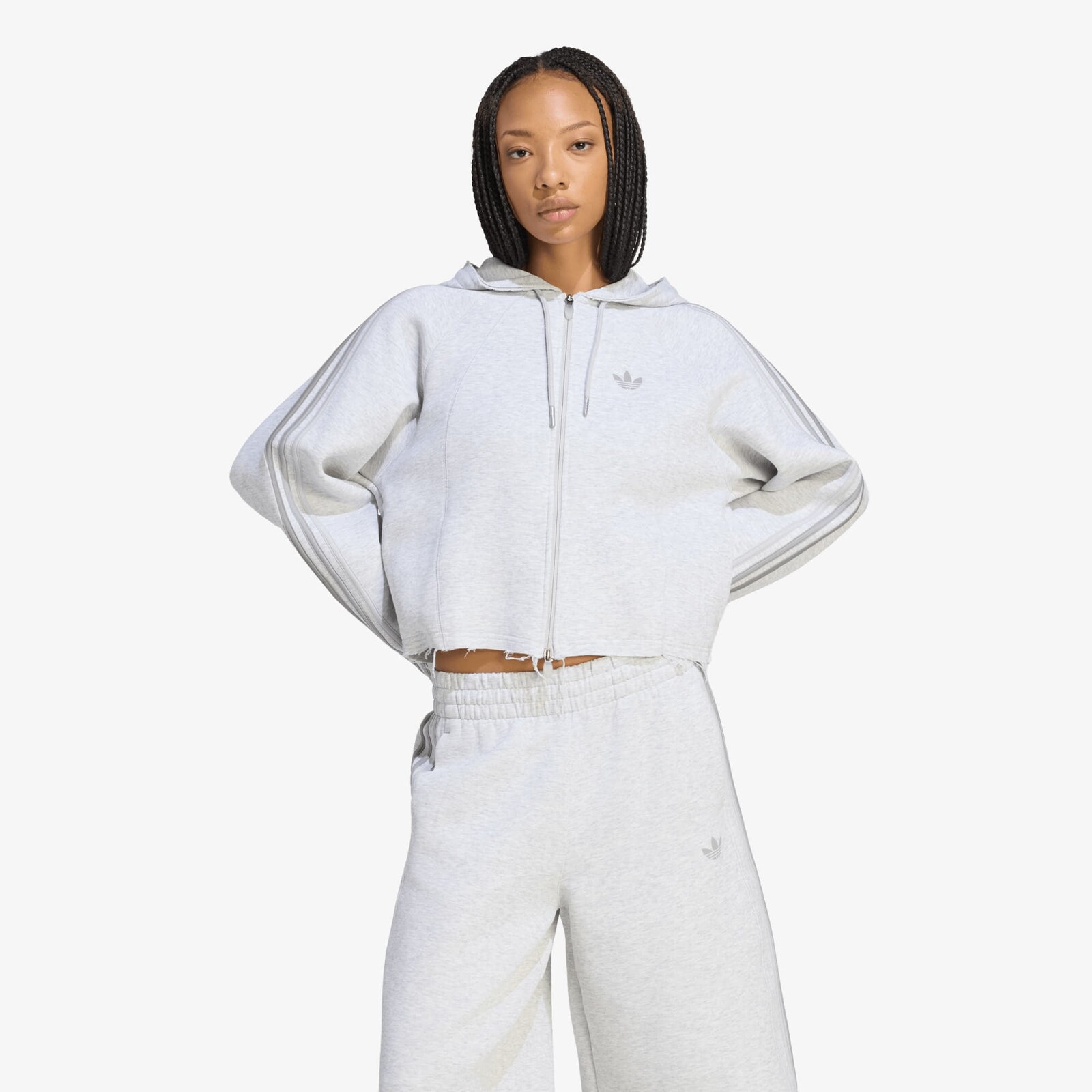 Mikina adidas SST 2.0 Cropped Hoody Light Grey Heather/ Light Grey Heather S