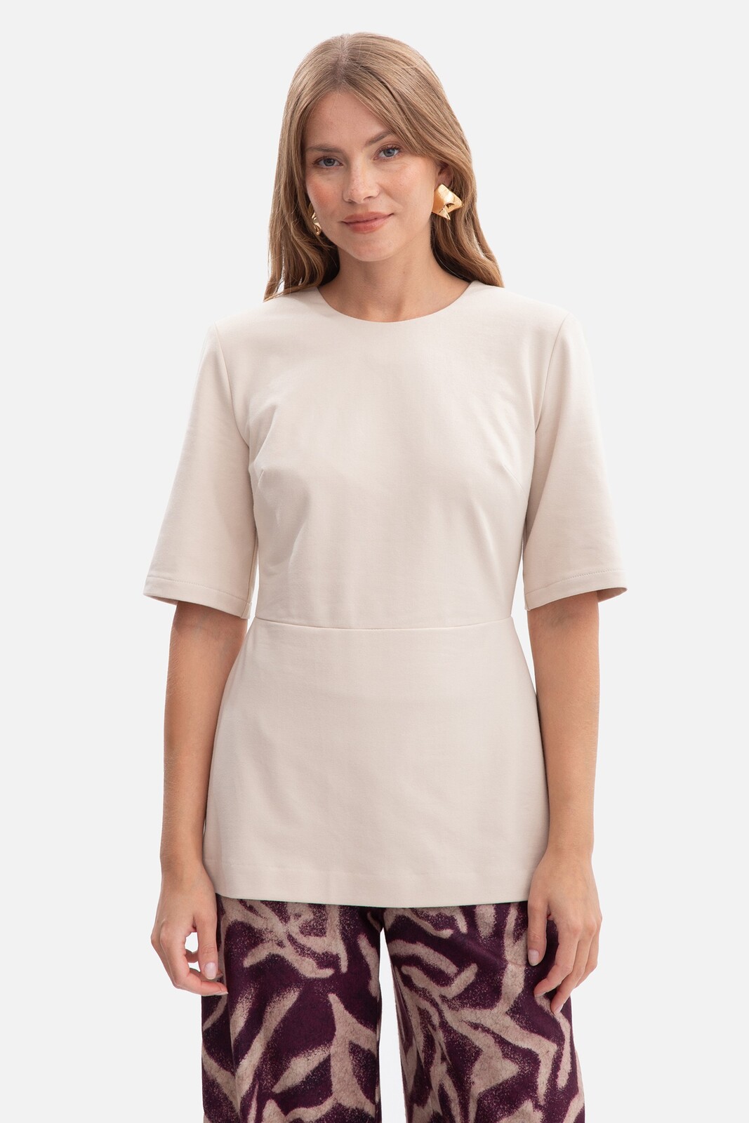 Dámsky sand top BeWear s peplum