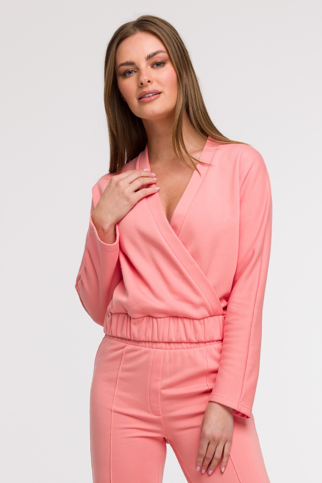 BeWear Woman's Wrap front sweatshirt - coral