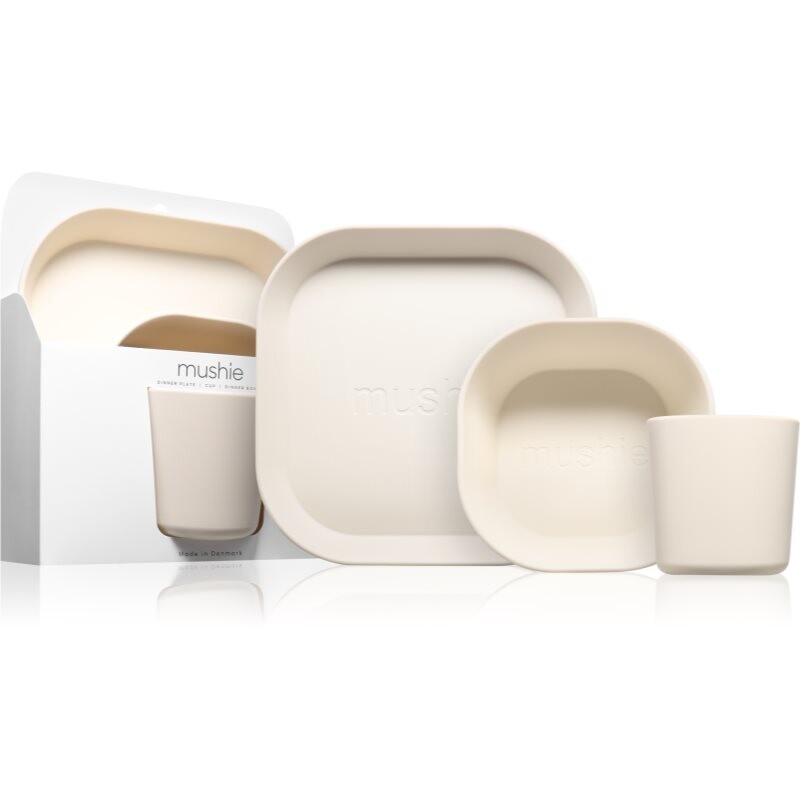 Mushie Dinnerware Set jedálenská sada 6m+ Ivory 3 ks