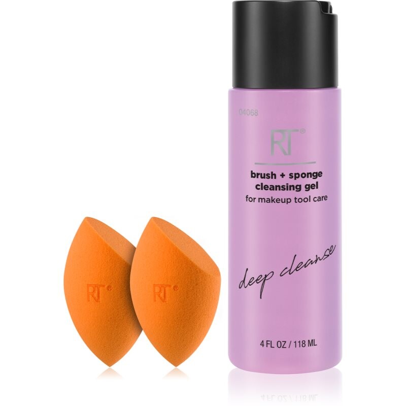 Real Techniques Brush Sponge + Cleasing Gel sada na tvár