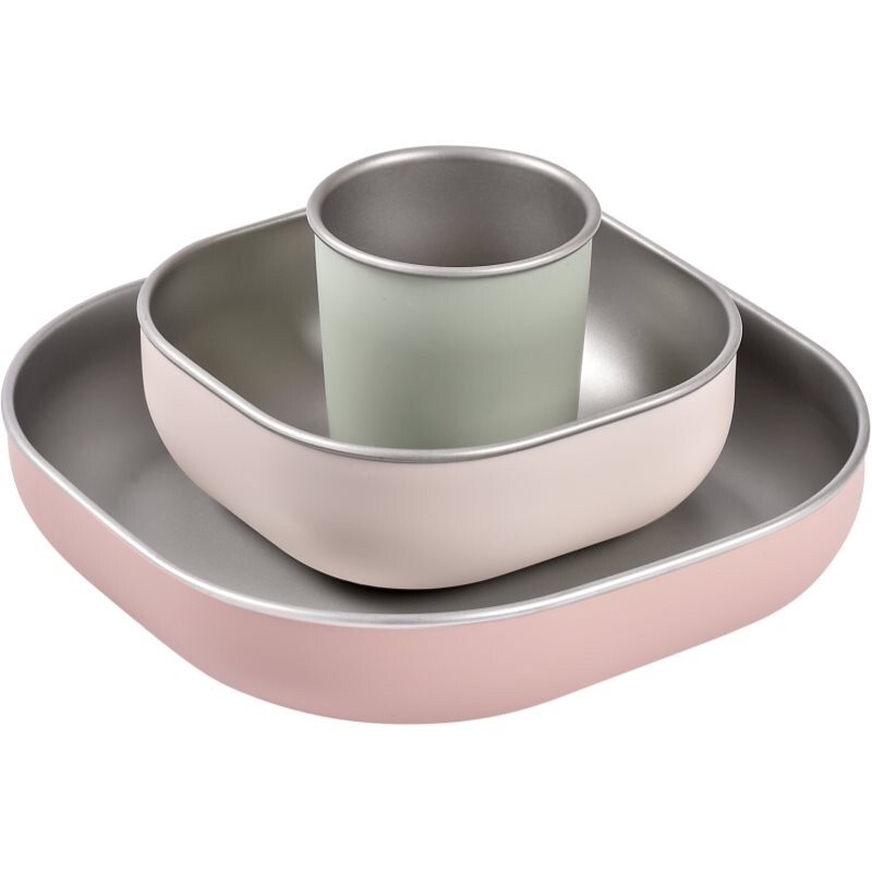 Beaba Stainless Steel Meal Set jedálenská sada Cotton Candy 4m+