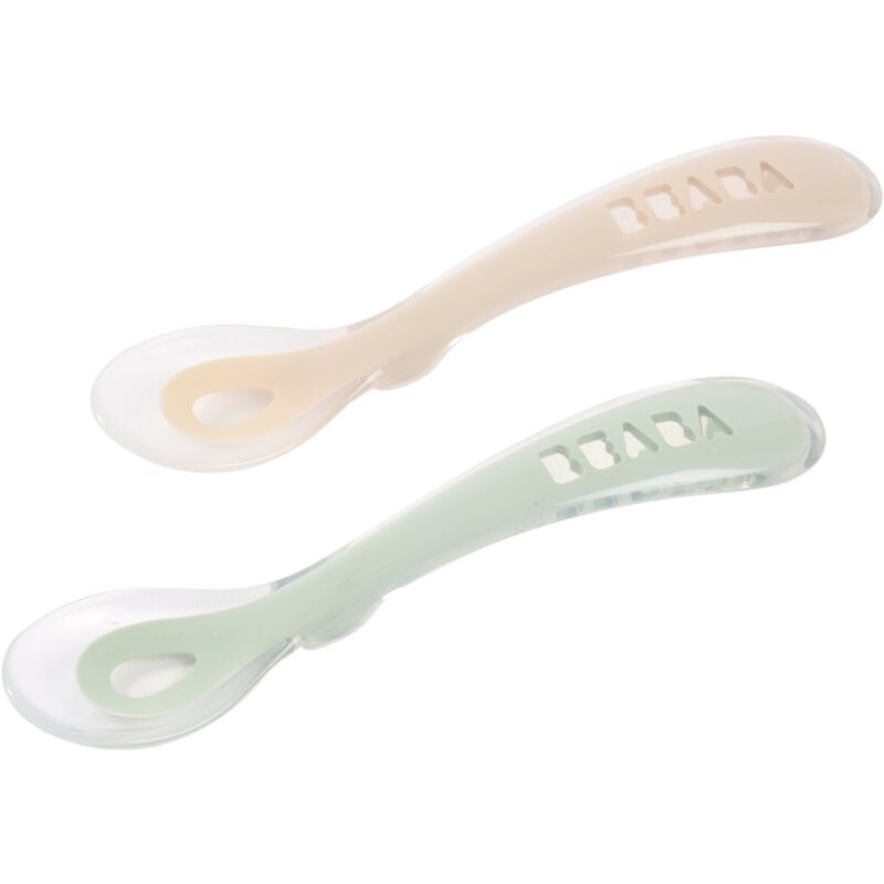 Beaba Silicone Spoon Set lyžička Clay / Misty green 8m+ 2 ks