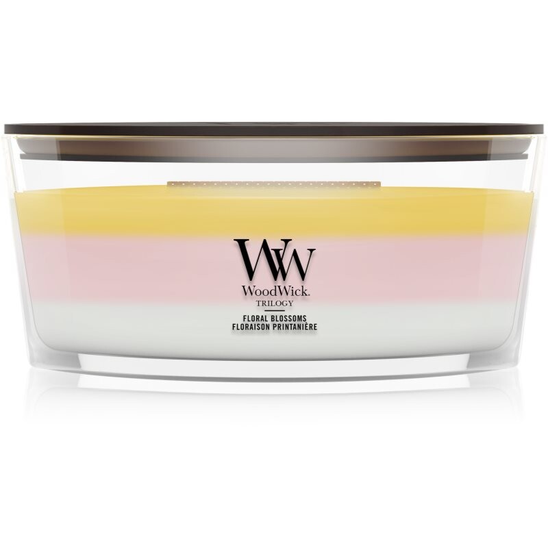 Woodwick Trilogy Floral Blossoms vonná sviečka s dreveným knotom 453.6 g