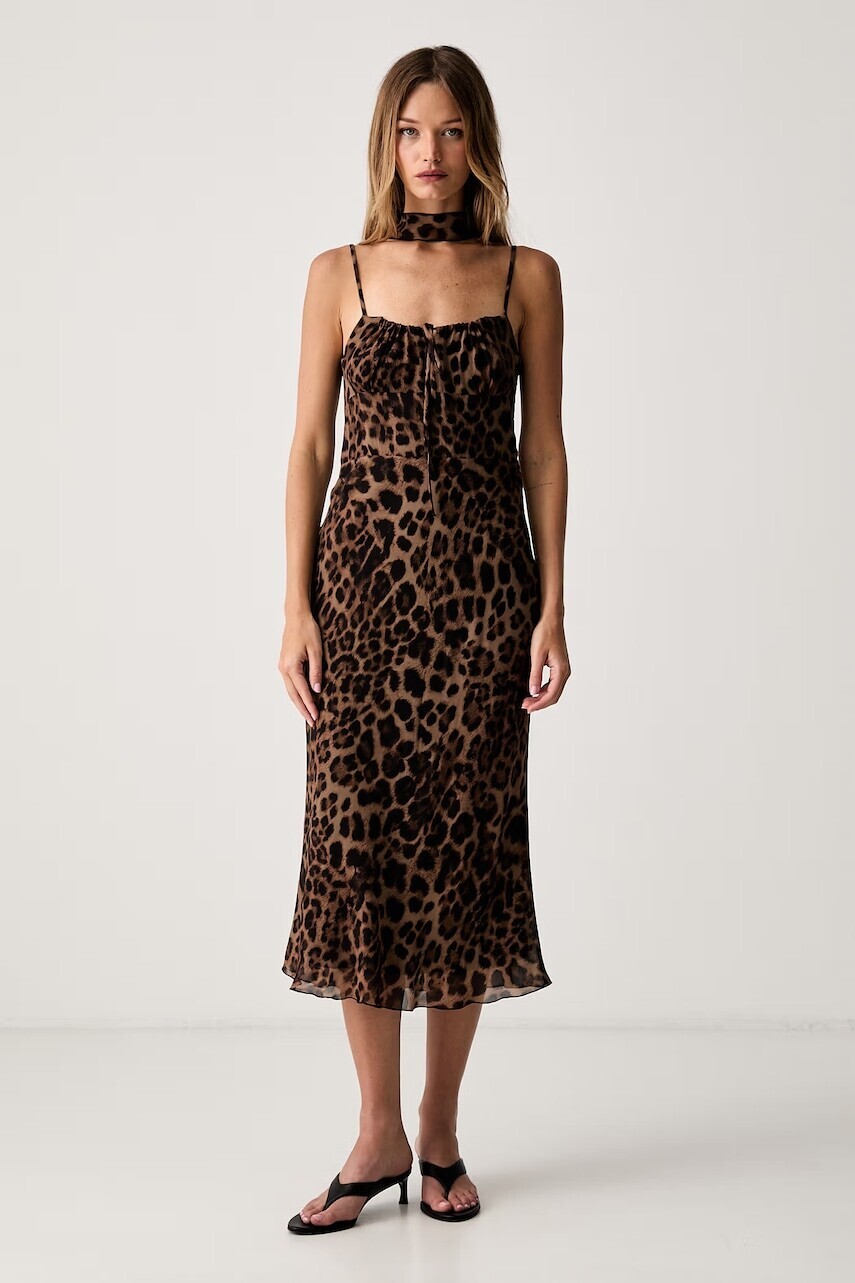 Le Privé letné šaty z viskózy JANELLE CHIFFON LEOPARD