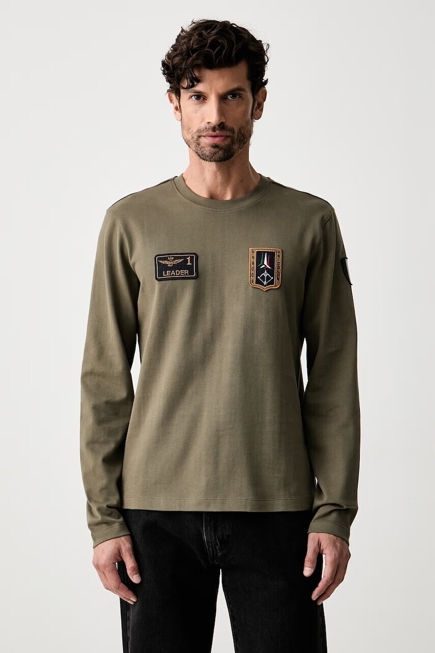 Aeronautica Militare tričko s dlhým rukávom pánske bavlnené