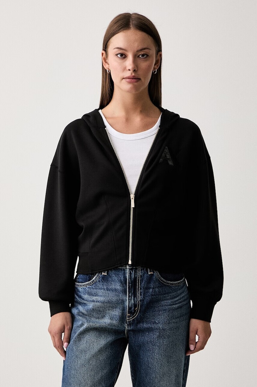 Armani Exchange mikina na zips s kapucňou dámska s viskózou