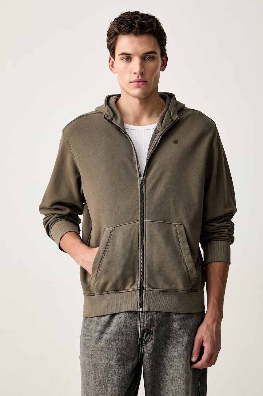 G-Star mikina na zips pánska bavlnená Unit washed full zip hdd