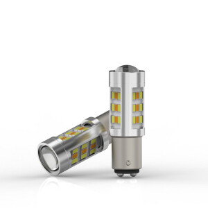 Autožiarovky LED BAY15D biele/oranžové / 12V / 33SMD Switchback – Sada (2 ks)