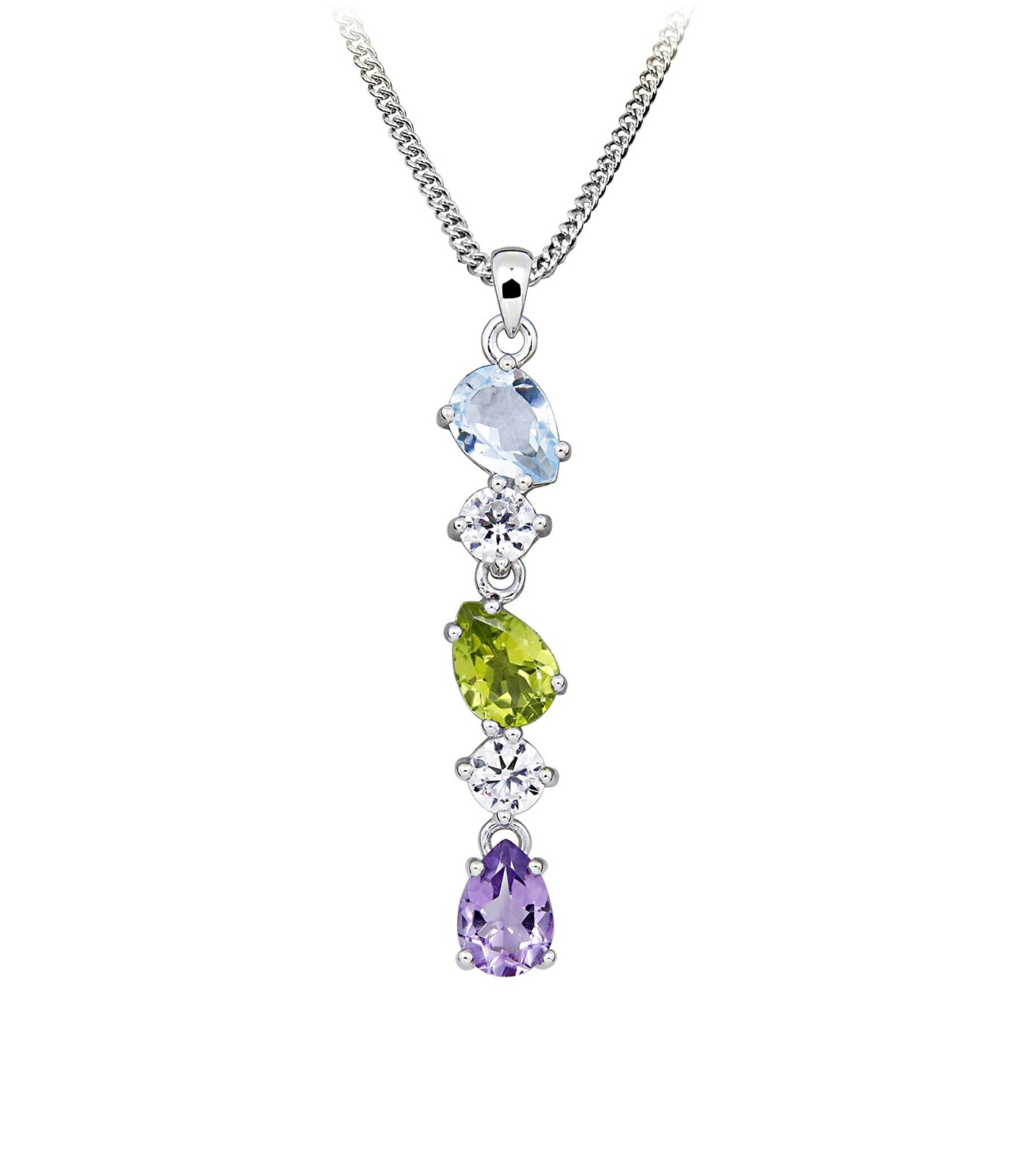 Silver Cat Krásny strieborný náhrdelník Colored stones SC672 (retiazka, prívesok)