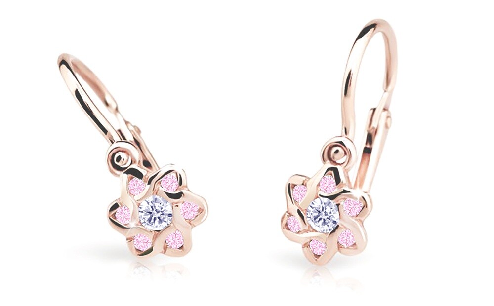 Cutie Jewellery Slušivé detské náušnice z ružového zlata C2149-10-X-4 ružová